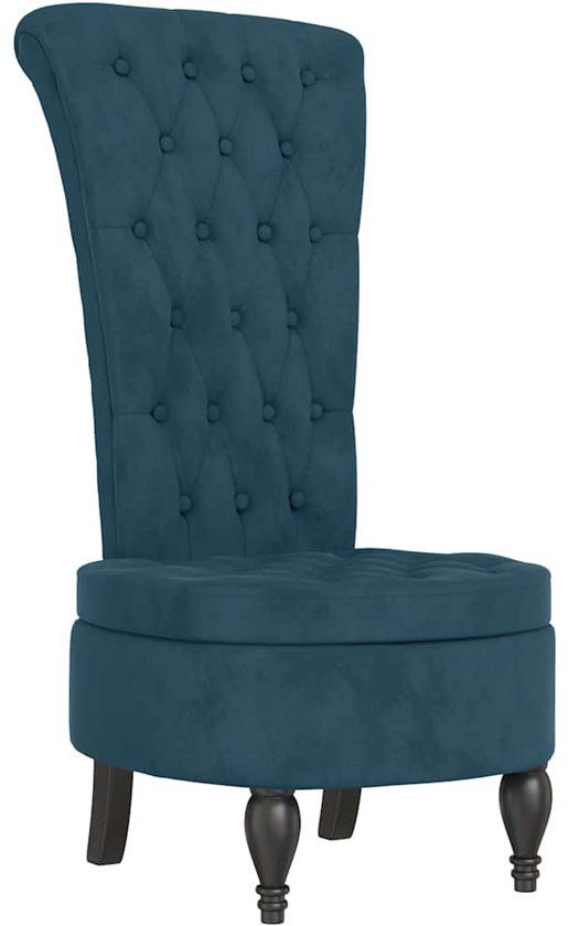 vidaXL Stoel hoge rugleuning met knopen fluweel blauw