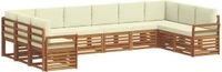vidaXL - Hoek loungeset - 10 zitplekken - Natuurlijk en crème - Acacia hout