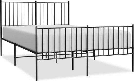 vidaXL Bedframe met hoofd- en voeteneinde Metaal Zwart 140x200 cm