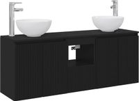 vidaXL Badkamerkastenset 3 st Zwart 129 x 41 x 80 cm Bewerkt hout