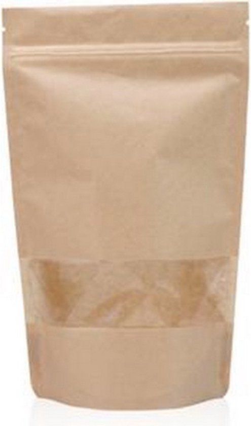 Merkloos Stazakken 250ML 50stuks | Kraftpapier | Gripseal | Hersluitbaar