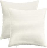 vidaXL - Kussensloop - 2 stuks - HEERLEN - Crèmekleurig - 40 x 40 cm - corduroy