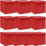 vidaXL Opbergboxen met deksel 10 stuks 32x32x32 cm stof wit