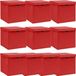 vidaXL Opbergboxen met deksel 10 stuks 32x32x32 cm stof wit