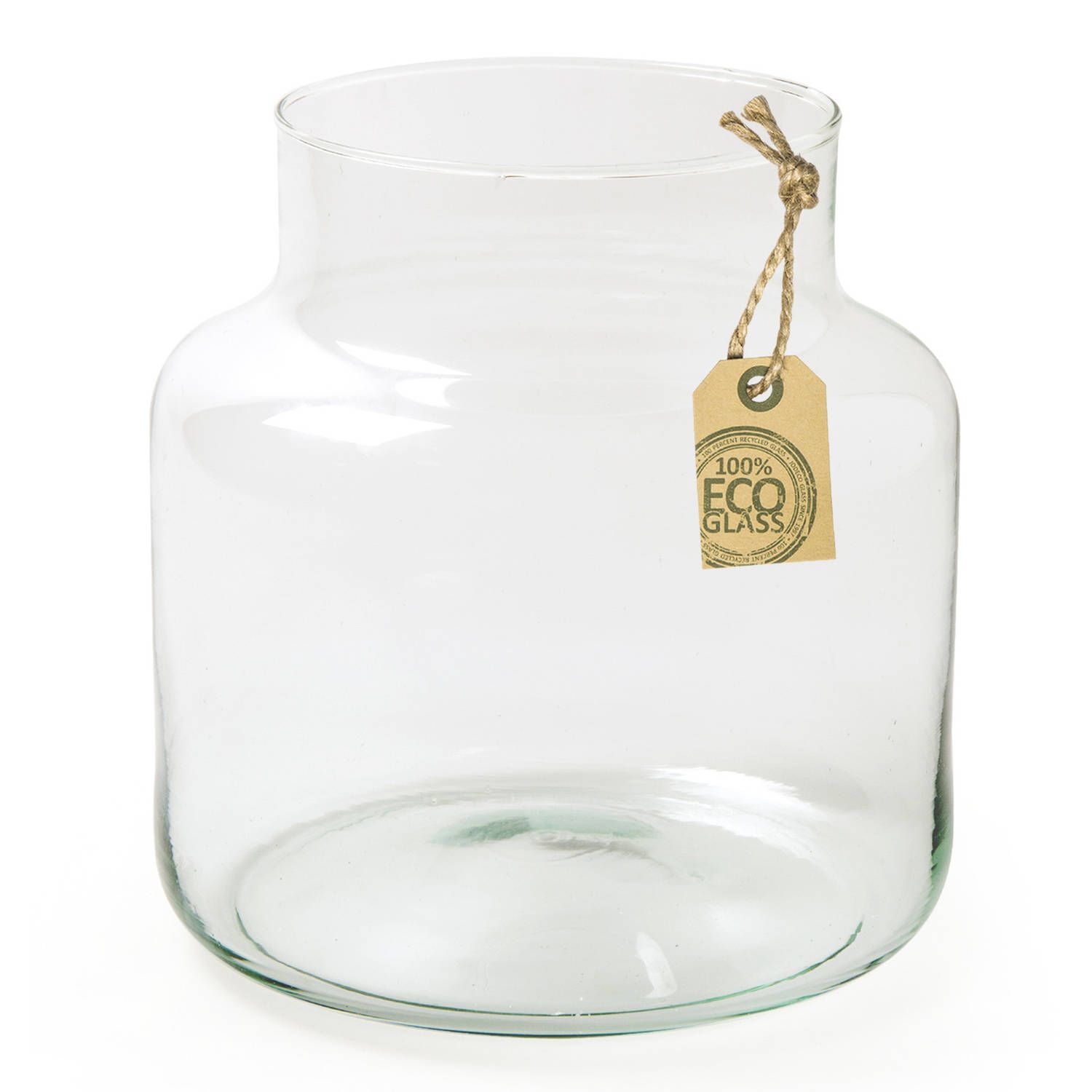 Bellatio Design Transparante Bloemenvaas - Gerecycled Eco Glas - 19 x 20 cm