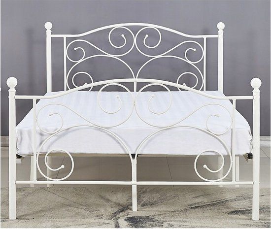 Viking Choice Bedframe 120x200 cm - Metaal - Wit - Met Lattenbodem