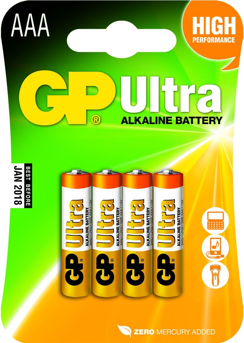 GP Batteries Ultra Alkaline AAA Batterijen - 4 stuks