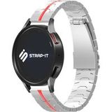 Strap-it Samsung Bracelet acier fer Samsung Galaxy Watch 3 41mm (argent/rouge)