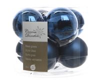 Ksd Decoris 8 Kerstballen glas glans-mat diameter 7cm nacht blauw KSD