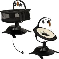 Novi at Home® Stardust 2-in-1 Babyswing en Wieg - 12 melodieën en 2 natuurgeluiden - Zwart - tot 9 kg