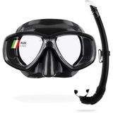 CRESSI Perla & Mexico Set - Combiset Masker Perla + Snorkel Mexico Ideaal voor Snorkelen Vrijduiken Duiken, Zwart/Zwart, Eén maat, Unisex Volwassene