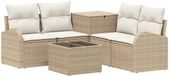 vidaXL Bankstel 2 zitplaatsen Beige en Crèmewit Polyrattan en Staal