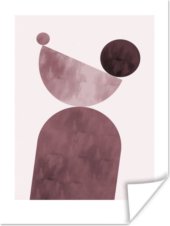 PosterMonkey Poster Vormen - Abstract - Pastel - Roze - 60x80 cm