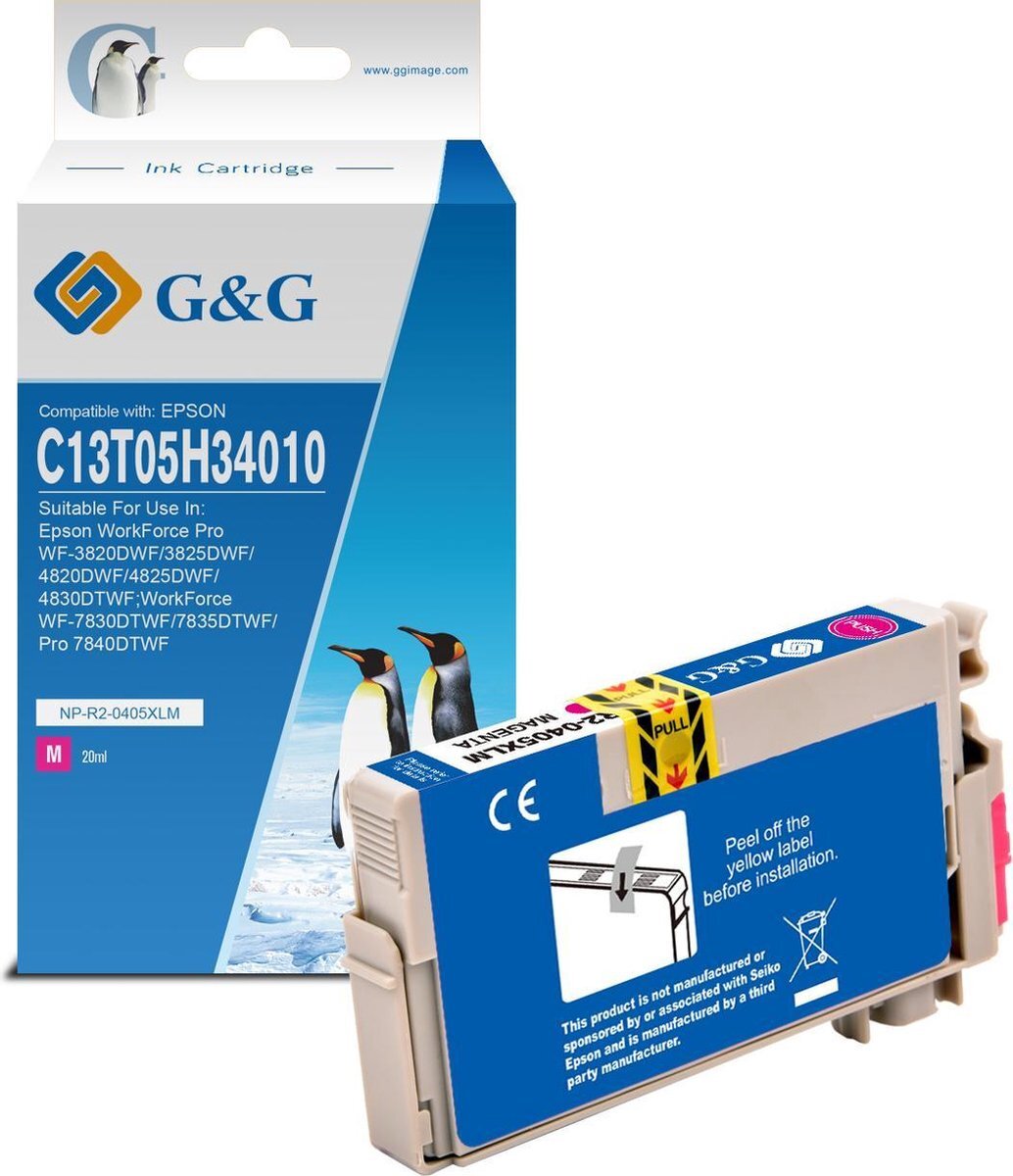 G&G Patent compatible inkcartrige for Epson 405XL Magenta - 5.3 ml. meer dan origineel