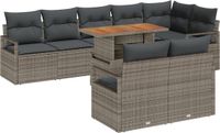 vidaXL Tuinbank - Set - 9 - st - Grijs - Poly - rattan