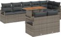 vidaXL Banc de jardin - Set - 9 - pièces - Gris - Poly - rotin