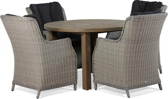 Garden Collections Buckingham/Oxford 5-delige dining tuinset - 4 zitplekken - Grijs-antraciet