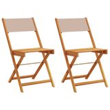 VidaXL Tuinstoel Terras Acaciahout, Polyester Taupe (2 stuks)