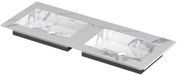 Wastafel INK Post Dubbele Wastafel Keramiek 120x45cm Wit Statuario Glans Zonder Kraangaten