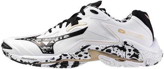 Mizuno Wave Lightning Z8 Indoor Schoenen Unisex Volleybal White/Black/Gegold Maat 47