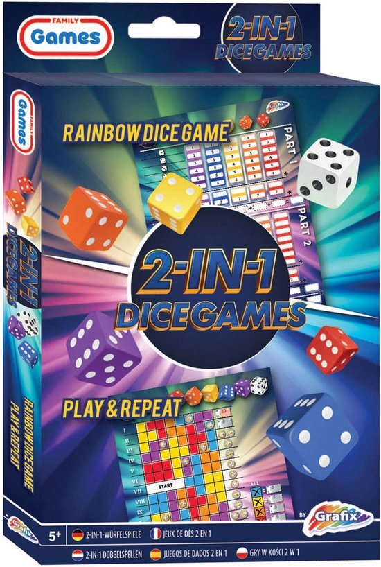 Grafix 2-in-1 Dobbelspel - Rainbow Dice