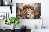 StickerSnake Wall Sticker - Lion - Wild Animals - Plants - Nature - Flowers - 60x40 cm