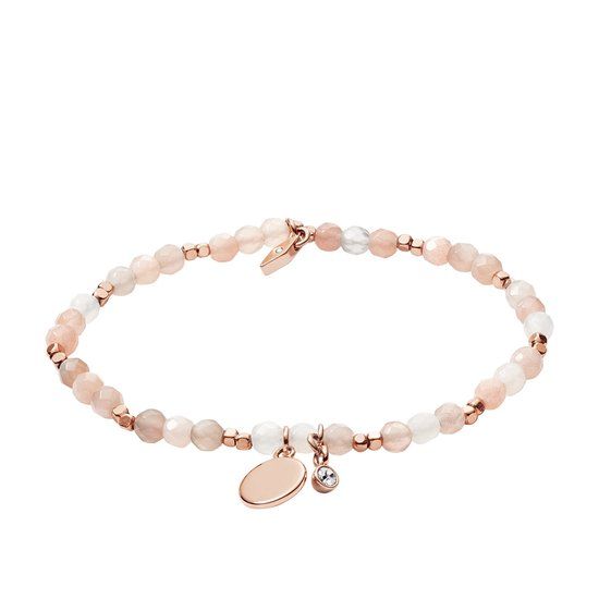Fossil JA6945791 Wellness Damesarmband - 16,5 cm - Beige/Rosé Goud