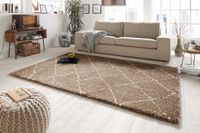 Mint rugs Hoogpolig vloerkleed geruit Allure - bruin/crème 160x230 cm