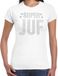Bellatio Decorations Glitter Super Juf t-shirt wit met steentjes/ rhinestones voor dames - Lerares cadeau shirts - Glitter kleding/foute party outfit XS