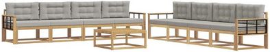 vidaXL - Bank loungeset - 8 zitplekken - Wit en lichtgrijs - Polyester