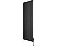 MonsterShop Monster Group BV Ovale radiator 1 kolom - 1800x600 mm - zwart - thermostaatkraan