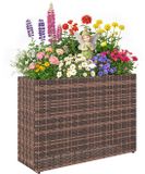 Outsunny Rattan Plantenstandaard met Verstelbare Poten - Verhoogde Plantenbak - Kweekbak - Bruin