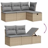 vidaXL 6-delige Loungeset met kussens, polyrattan, gemengd beige