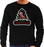 Bellatio Decorations Dieren kersttrui paard - zwart - Heren - XL