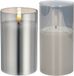CEPEWA Set de 2x bougies LED de luxe en verre gris 12,5 et 15 cm avec minuterie sur piles