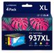 HP Officejet Pro 937XL Cartouches de couleur, 4 pièces