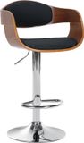 CLP Kingston Tabouret de bar - Avec dossier - Accoudoir - Repose-pieds - Cadre Chrome - noyer/noir