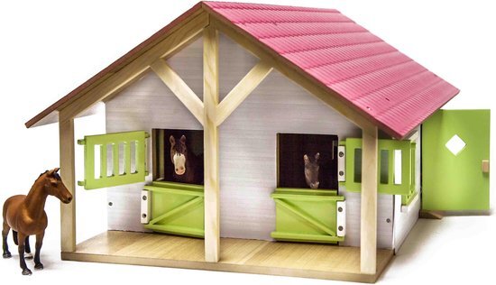 Kids Globe Paardenstal Met 2 Boxen en Berging Roze