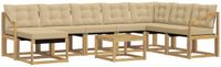 vidaXL - Hoek loungeset - 8 zitplekken - Wit en Beige - Acacia Hout
