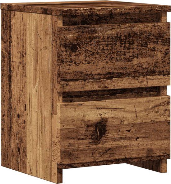 vidaXL Nachtkastje - 30x30x40 cm - Bewerkt Hout - Oud Houtkleurig