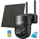 Xega 3G/4G LTE Zonne-energie Bewakingscamera met SIM Kaart, 2K HD 4G Draadloze Buitencamera