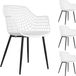 IDIMEX Fauteuils de jardin LUCIA, set de 4, plastique, blanc/noir