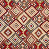 Kt KILOtela - Decostof - Jacquard stof - Gobelin - Meubelstof - Afmetingen: 100 cm lang x 280 cm breed | Etnische diamanten - Granaat, blauw, oranje, beige ─ 1 meter