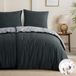 TRANKIELO® Set de literie 135x200 cm Coton anthracite gris 4 pièces avec fermeture éclair