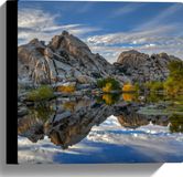 Merkloos / Sans marque Take your time Canvas - Rotsen aan het Water bij Joshua Tree National Park overdag - 30x30 cm Foto op Canvas Schilderij (Wanddecoratie op Canvas)