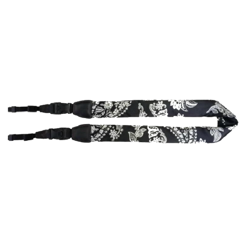 GGS SCS-08 silk scarf camerariem bloemenprint zwart