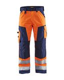 Blåkläder Blaklader Werkbroek High Vis zonder spijkerzakken 1566-1811 - High Vis Oranje/Marineblauw - D96