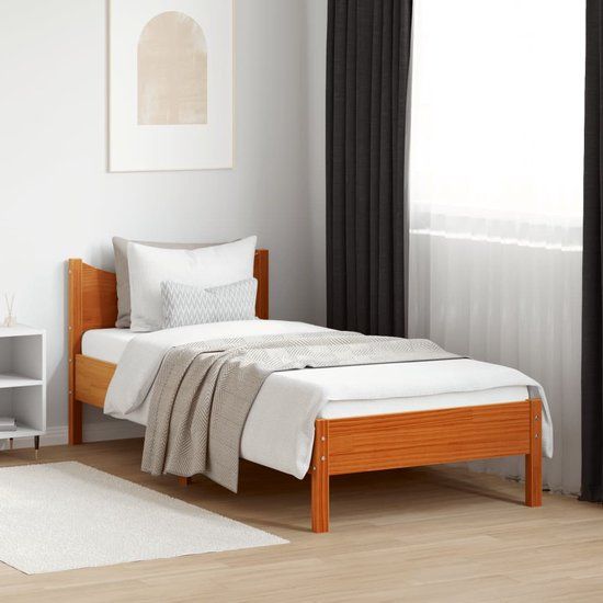 vidaXL Bedframe Massief Grenenhout Wasbruin 75x190 cm