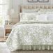 Laura Ashley Omkeerbaar katoenen beddengoed met bijpassende shams, lichtgewicht woondecoratie voor alle seizoenen, polyester, groen/wit, queensize