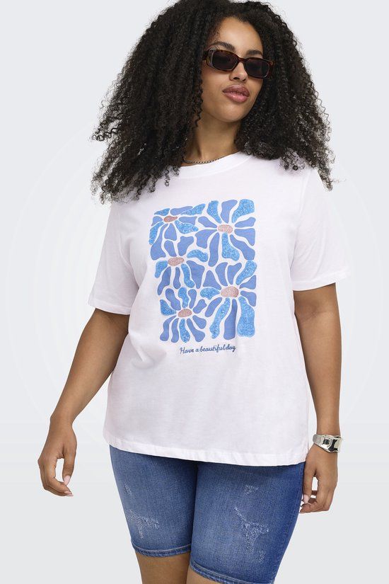 ONLY CARMAKOMA CARALBERTE S/S BOXY TEE JRS T-shirt voor meisjes - Maat 46-48 - Wit